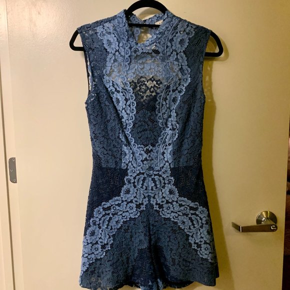 Sandro Blue Lace Romper
